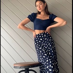 Aritzia Wilfred Wander Linen Corset Blouse in Navy (S)